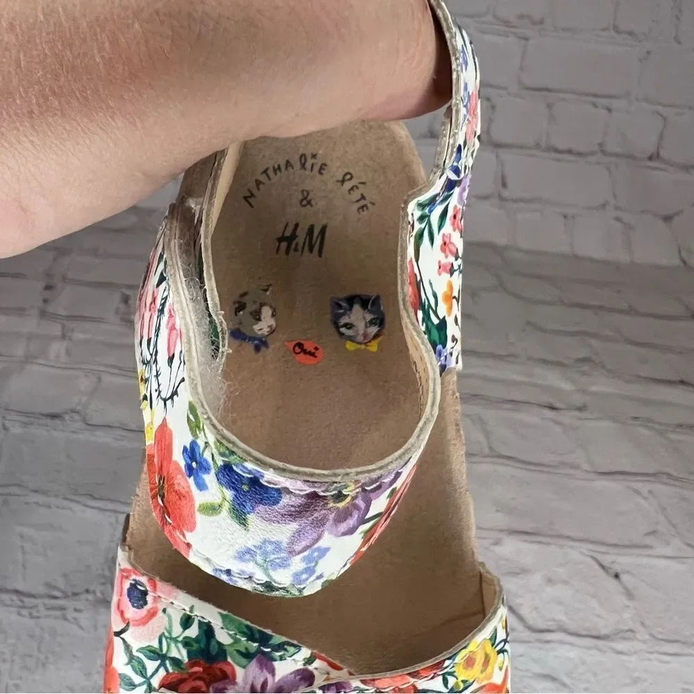 NATHALIE LÉTÉ x H&M Girls size 10.5 Floral Patterned Sandals
